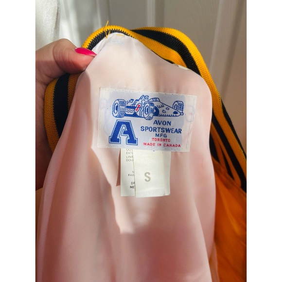 RARE 60s Avon Sportswear MFG Yellow Satin Uniroyal Tiger Paw Racing Bomber - Picture 5 of 8